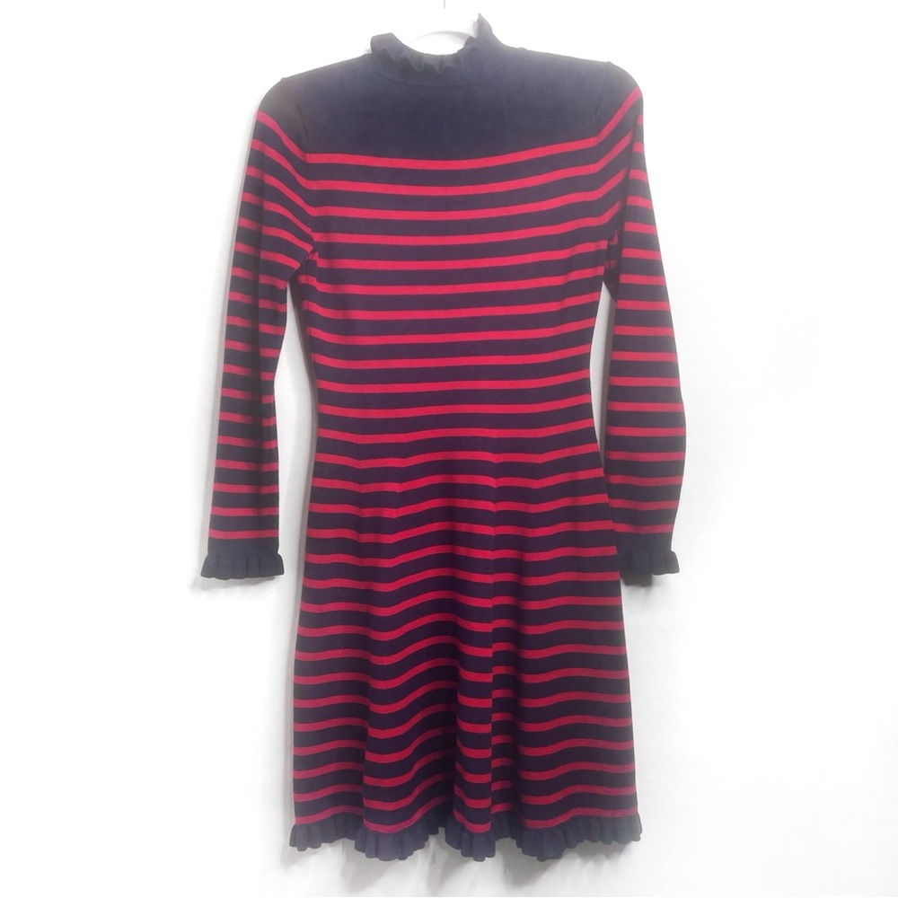 1901 Nordstrom French Striped Mock Neck Knit Dress Navy/Red Size S - Picture 4 of 16